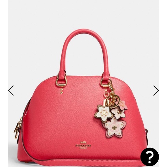 COACH WILDFLOWER CLUSTER BAG CHARM BRASS & PINK - Picture 7 of 16